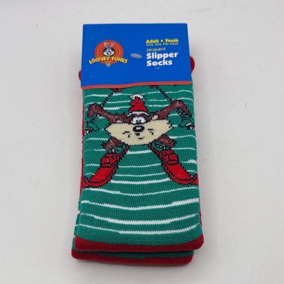 Warner Bros. Other - NWT Vtg Looney Tunes Taz Slipper Socks Christmas Skiing Tasmanian Collectible